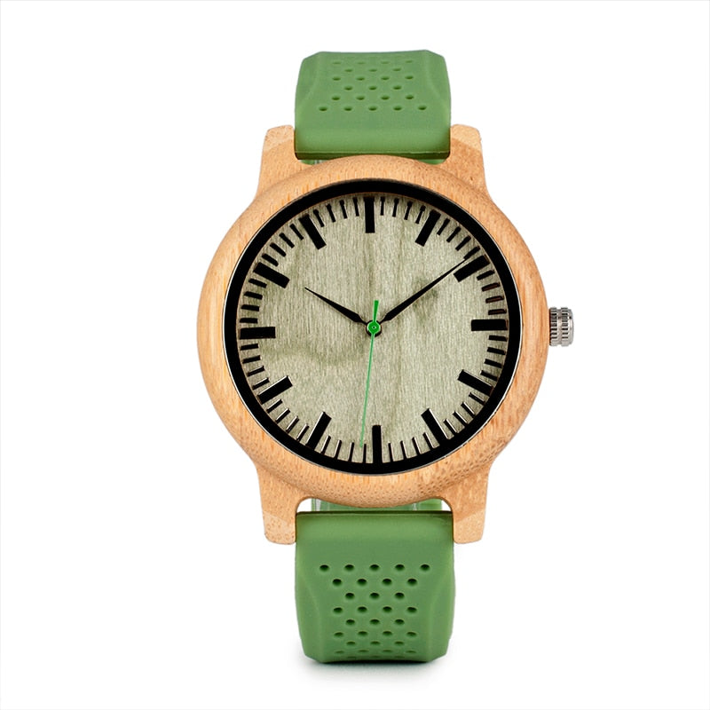 BOBO BIRD Bamboo Men Watch Casual Women Quartz Clock Silicone Band reloj mujer marca famosa