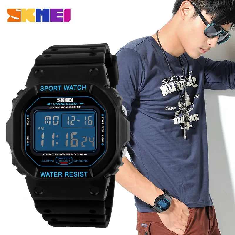 SKMEI New Fashion Digital Watch for Men Outdoor Sports Military Waterproof Watches Led Light Chronograph Alarm Wristwatches