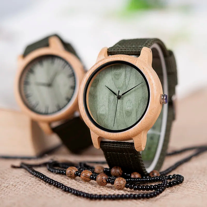 BOBO BIRD WD11D12 Wood Bamboo Watch for Mens Womens Brand Designer Watches Soft Nylon Band Carton Gift Box Relogio masculino