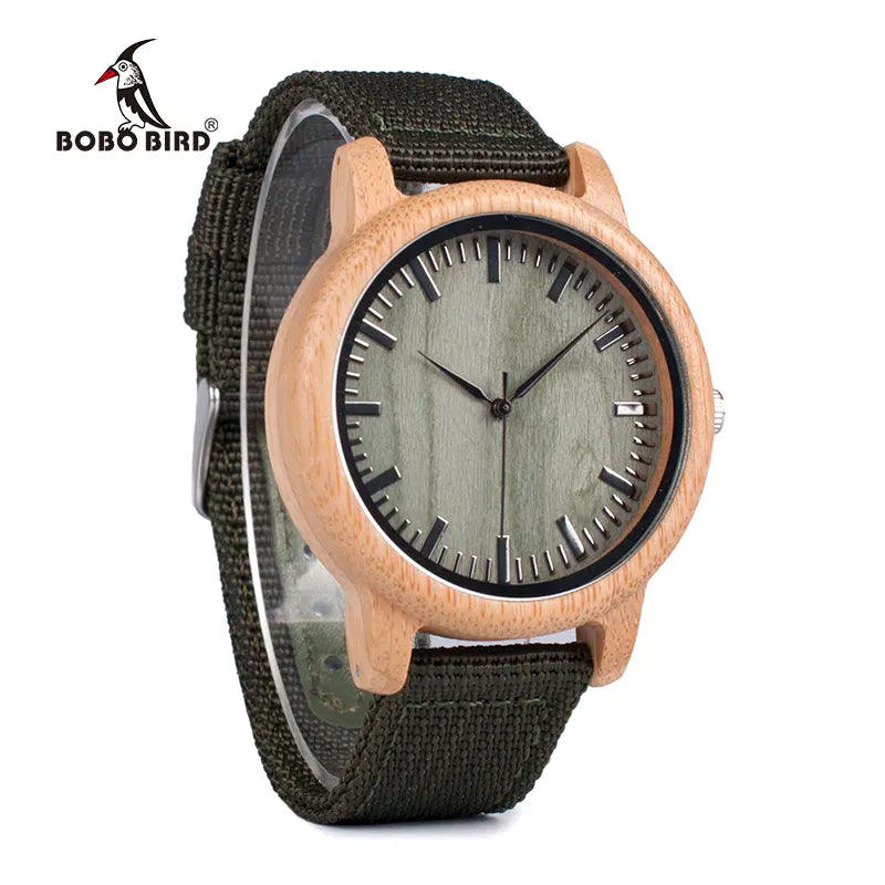 BOBO BIRD WD11D12 Wood Bamboo Watch for Mens Womens Brand Designer Watches Soft Nylon Band Carton Gift Box Relogio masculino