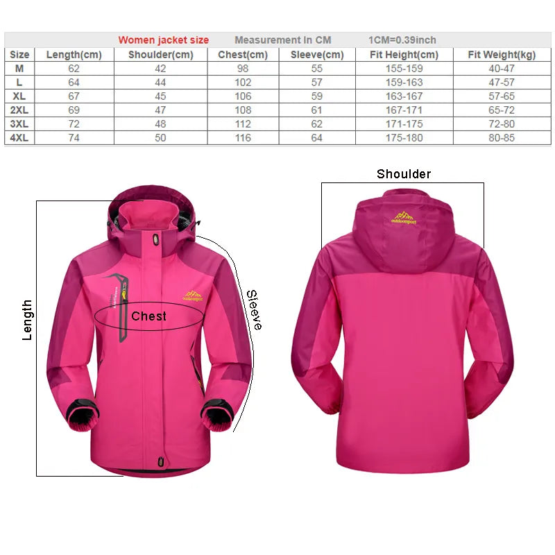 TRVLWEGO Camping Hiking Jacket Women Autumn Outdoor Sports Coats Climbing Trekking Windbreaker Travel Waterproof Purple Rosy