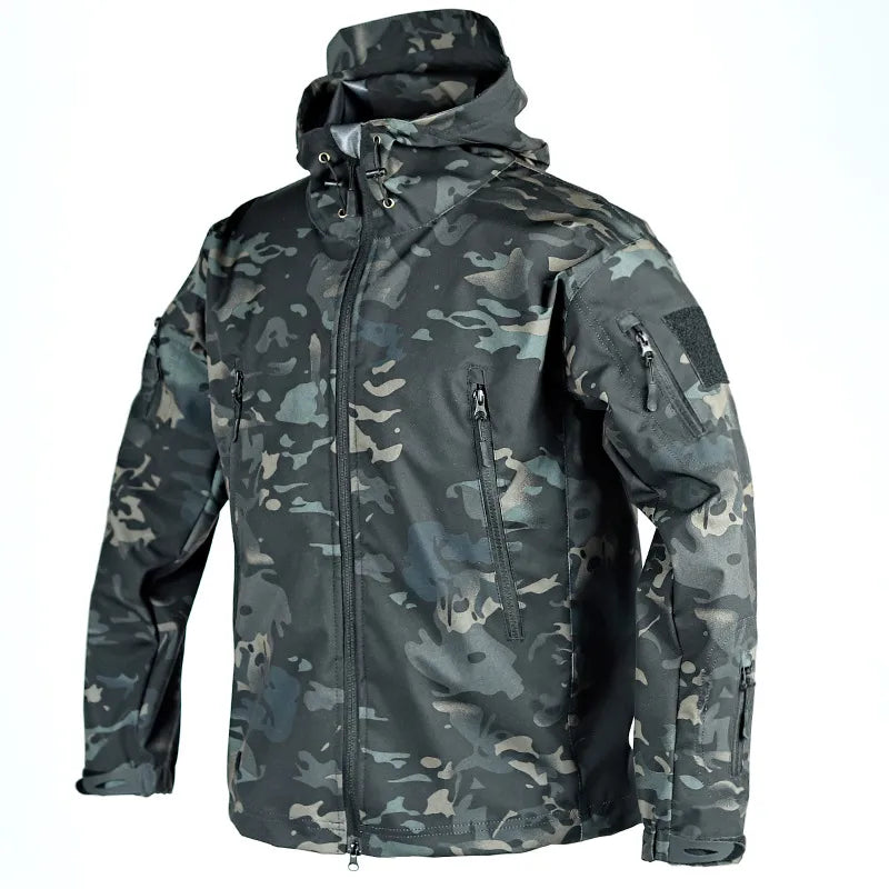 Shark Skin Jacket Men Hooded Multi Pocket Zipper Tactical Coat Men Outdoor Special Forces Combat Jacket Windproof Waterproof Top